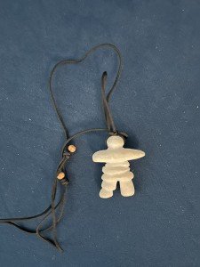 Hand-Carved White Stone Inuit Man Necklace