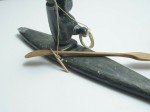 Artist-Signed Inuit Stone Fishing Canoe Carving