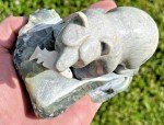 Signed Serpentine Stone Bear Sculpture - Inuit Art