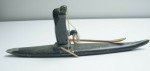 Artist-Signed Inuit Stone Fishing Canoe Carving