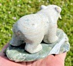 Signed Serpentine Stone Bear Sculpture - Inuit Art