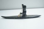 Artist-Signed Inuit Stone Fishing Canoe Carving