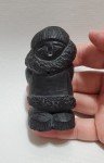 Hand-Carved Black Stone Inuit Child Figurine
