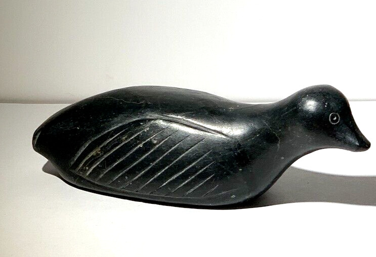 Inuit Art Carving Soapstone Duck by Jamassie Kasudluak