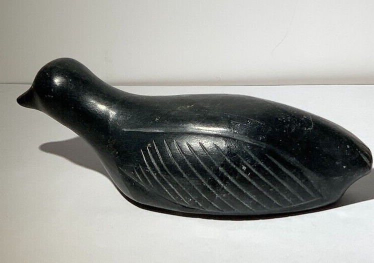 Inuit Art Carving Soapstone Duck by Jamassie Kasudluak
