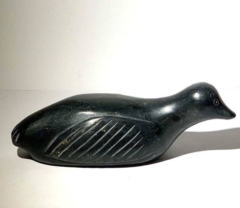 Inuit Art Carving Soapstone Duck by Jamassie Kasudluak
