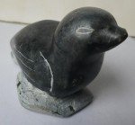 Inuit Art Soapstone Seal on Rock Carving