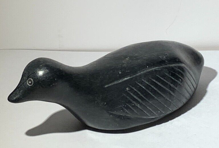 Inuit Art Carving Soapstone Duck by Jamassie Kasudluak