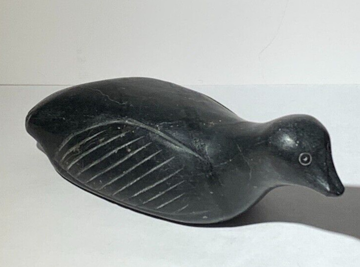 Inuit Art Carving Soapstone Duck by Jamassie Kasudluak