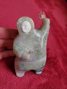Inuit Soapstone Hunter Figurine by Levi Tetpon