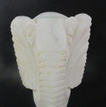 Signed 13" Inuit White Marble Elephant Sculpture
