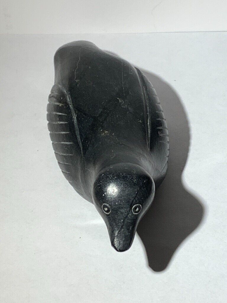 Inuit Art Carving Soapstone Duck by Jamassie Kasudluak