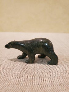 Inuit Serpentine Stone Bear Carving by Tim Pee