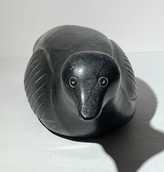 Inuit Art Carving Soapstone Duck by Jamassie Kasudluak