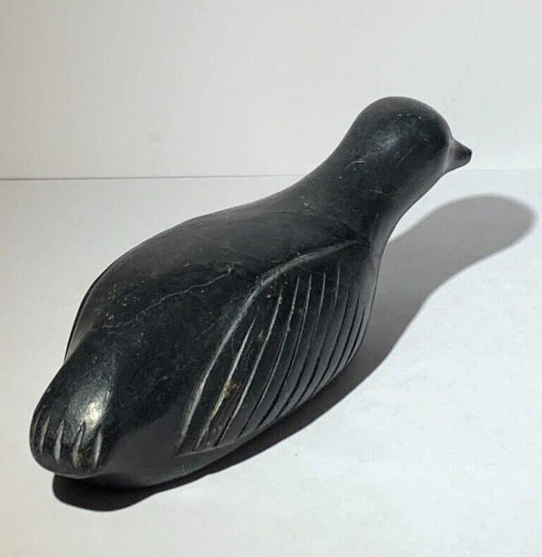 Inuit Art Carving Soapstone Duck by Jamassie Kasudluak