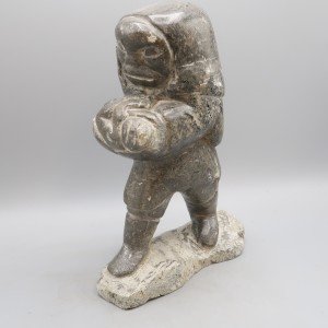 Large Vintage Inuit Soapstone Carving of Man