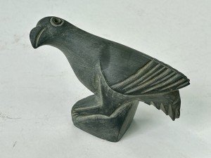 Hand Carved Inuit Green Granite Raven Figurine
