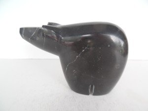 Inuit Black Stone Bear Carving Art