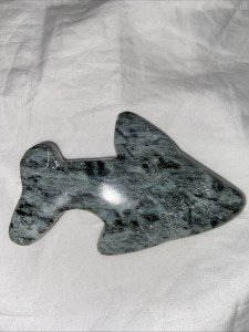 Vintage Signed Soapstone Whale Inuit Carving 4”