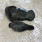 Inuit Black Stone Walrus and Pup Carving
