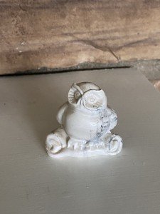 Hand-Carved Marble Owl Figurine in Pearlite