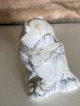 Hand-Carved Marble Owl Figurine in Pearlite