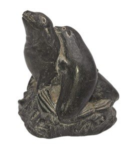 Handmade Inuit Soapstone Seals - Mom and Baby