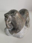 Inuit Otter Eating Fish Soapstone Carving 7.5