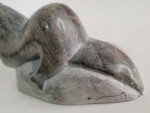 Inuit Otter Eating Fish Soapstone Carving 7.5