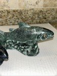 Vintage Inuit Soapstone Salmon Carvings Pair