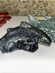 Vintage Inuit Soapstone Salmon Carvings Pair