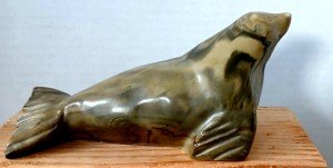 Hand-Carved Soapstone Seal and Walrus Sculpture