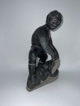 Inuit Stone Carving: Hunter Skinning Seal, Josephine Kakutuk