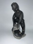 Inuit Stone Carving: Hunter Skinning Seal, Josephine Kakutuk
