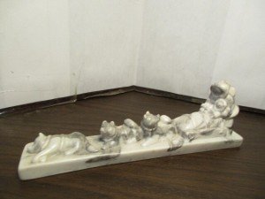 Inuit Carving: Man, Child, Sled, and Dogs