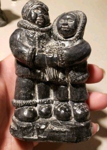 Handmade 1990s Inuit Soapstone Wolf Carving