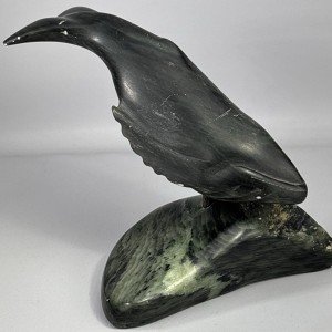 Signed Inuit Soapstone Whale Sculpture by Bob Talmadge