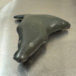 Inuit Art Soapstone Crossed Seals Figurine