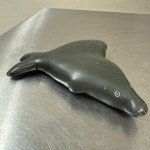 Inuit Art Soapstone Crossed Seals Figurine