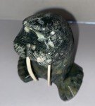 Hand-Carved Soapstone Inuit Walrus Sculpture by ET III