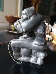 Signed Inuit Stone Hunter with Walrus Sculpture