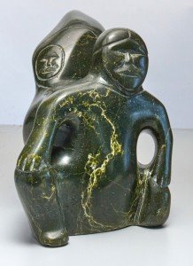 Inuit Soapstone Carving: Child on Mother's Back