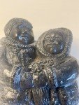 Wolf Inuit Soapstone Couple Carving Sculpture