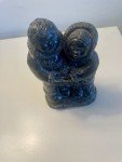 Wolf Inuit Soapstone Couple Carving Sculpture