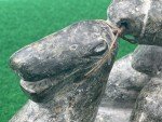 Signed Inuit Stone Sculpture: Rider with Harness