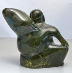 Inuit Soapstone Carving: Child on Mother's Back