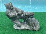 Signed Inuit Stone Sculpture: Rider with Harness