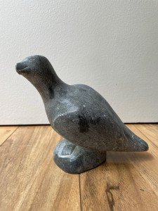Signed Inuit Soapstone Bird Sculpture Art