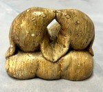 Inuit Stone Carving: Sea Lions Kissing Figurine