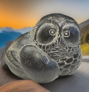 Inuit Hand Carved Soapstone Owl Figurine 2.5